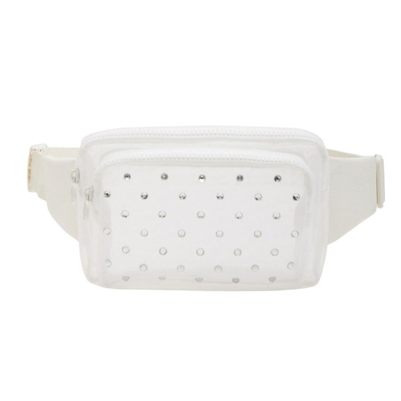 NWT Steve Madden Black Rhinestone Belt Bag Bachelorette Formal Festival Glamour - Picture 2 of 8